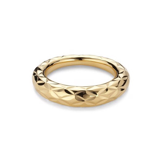 Big Impression ring i forgyldt sølv fra Jane Kønig med organisk, facetteret design.